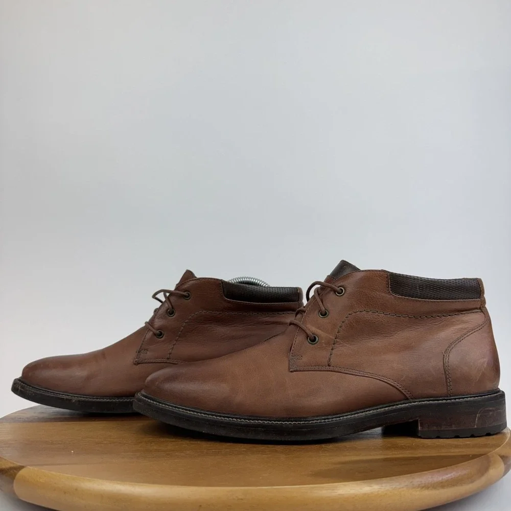 Mens Johnston & Murphy 1850 Brown Leather Formal Chukka Ankle Boots Size 8 M GUC